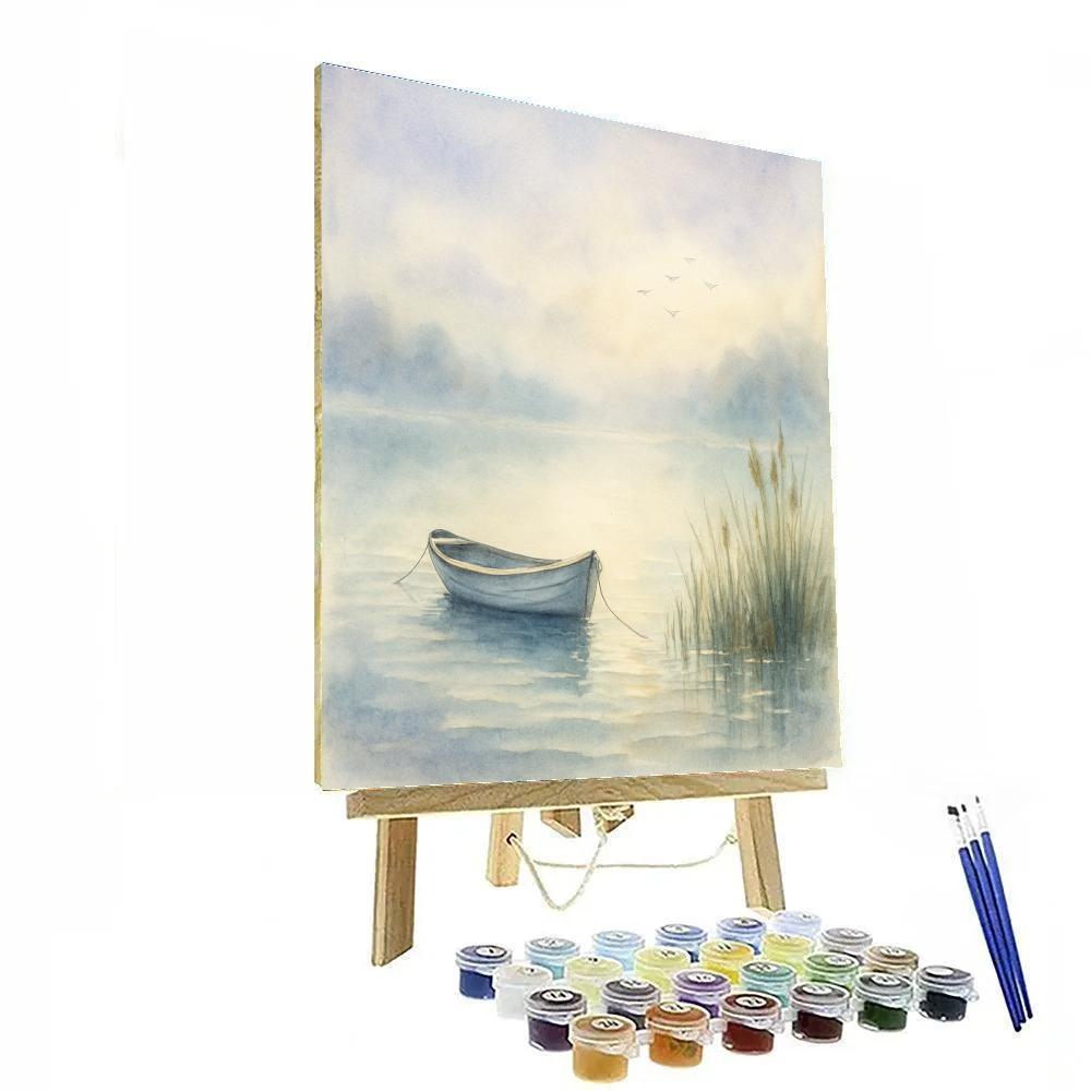 Misty Morning Rowboat Haven Paint by numbers art