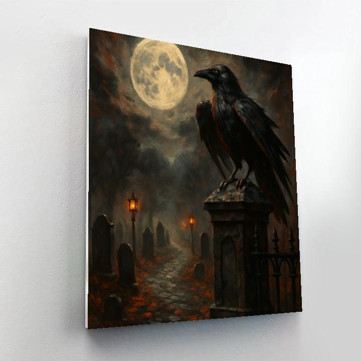 Raven Watch Over Cemetery Lane paint by numbers