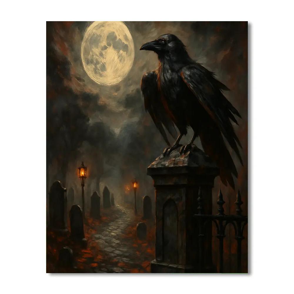 Raven Watch Over Cemetery Lane paint by numbers