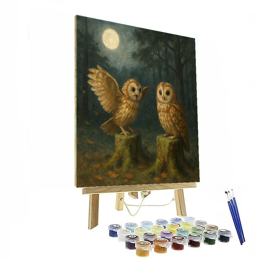 Owls At The Forest Clearing Concert paint by color