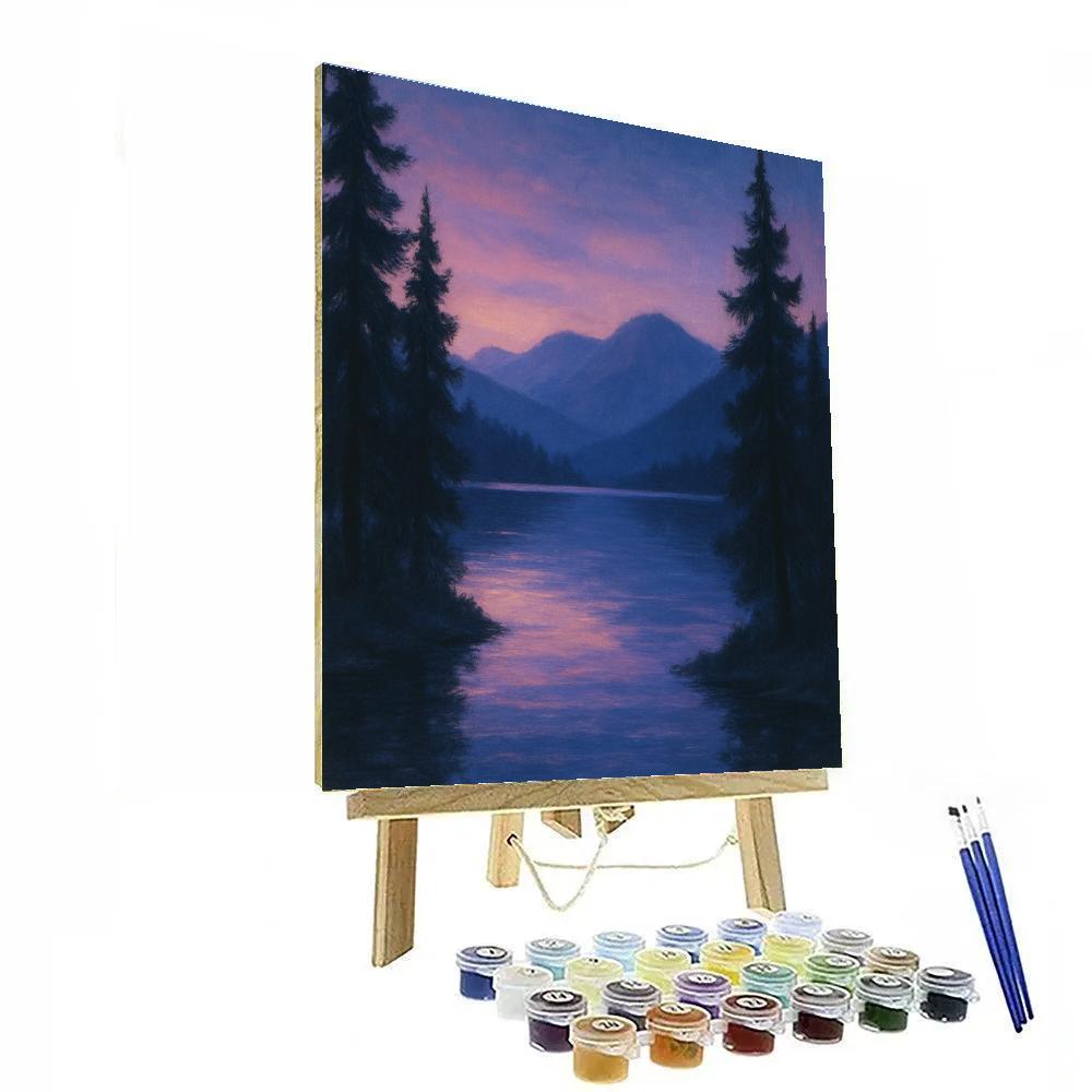 Pines Framed Twilight Reflection painting number kit