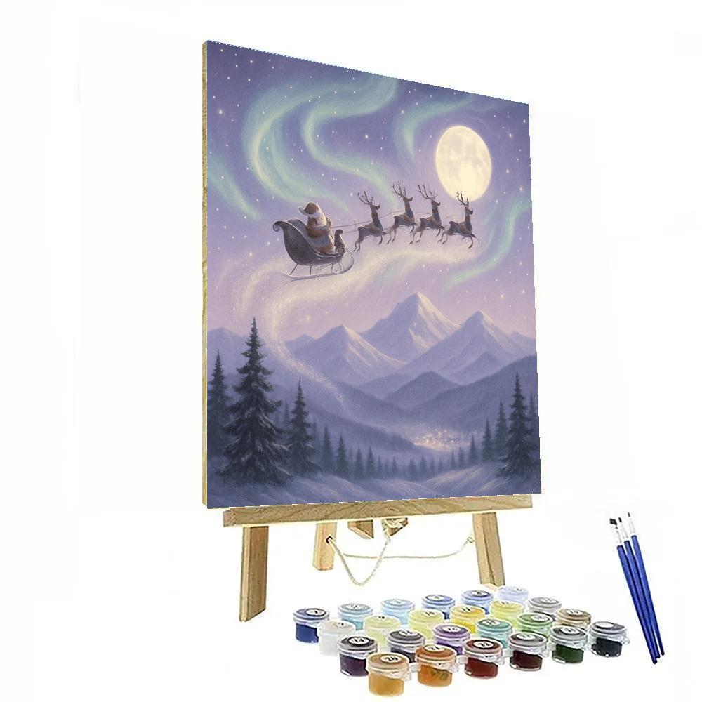 Santa Over The Aurora Ridge Paint by numbers art