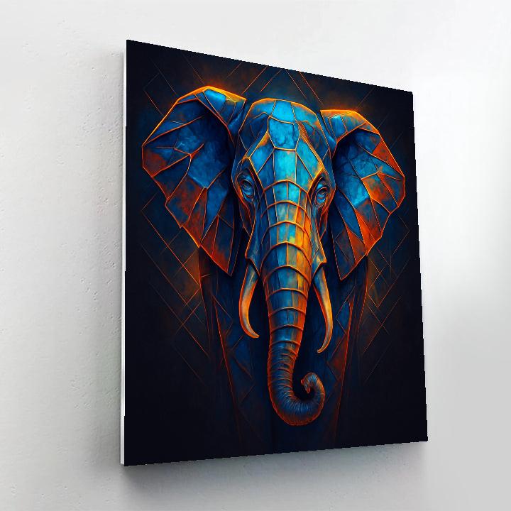 Cybernetic Elephant Embrace Number painting