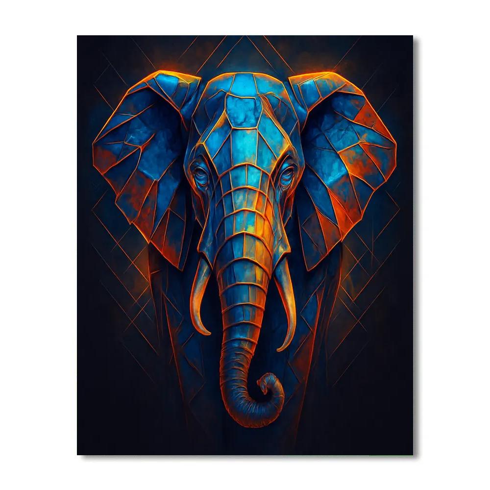 Cybernetic Elephant Embrace Number painting
