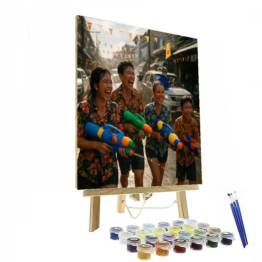 Songkran Water Street Number painting