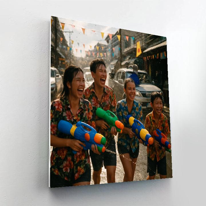 Songkran Water Street Number painting