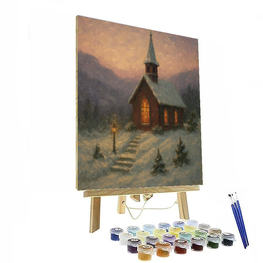 Alpine Chapel Twilight Painting by numbers kit
