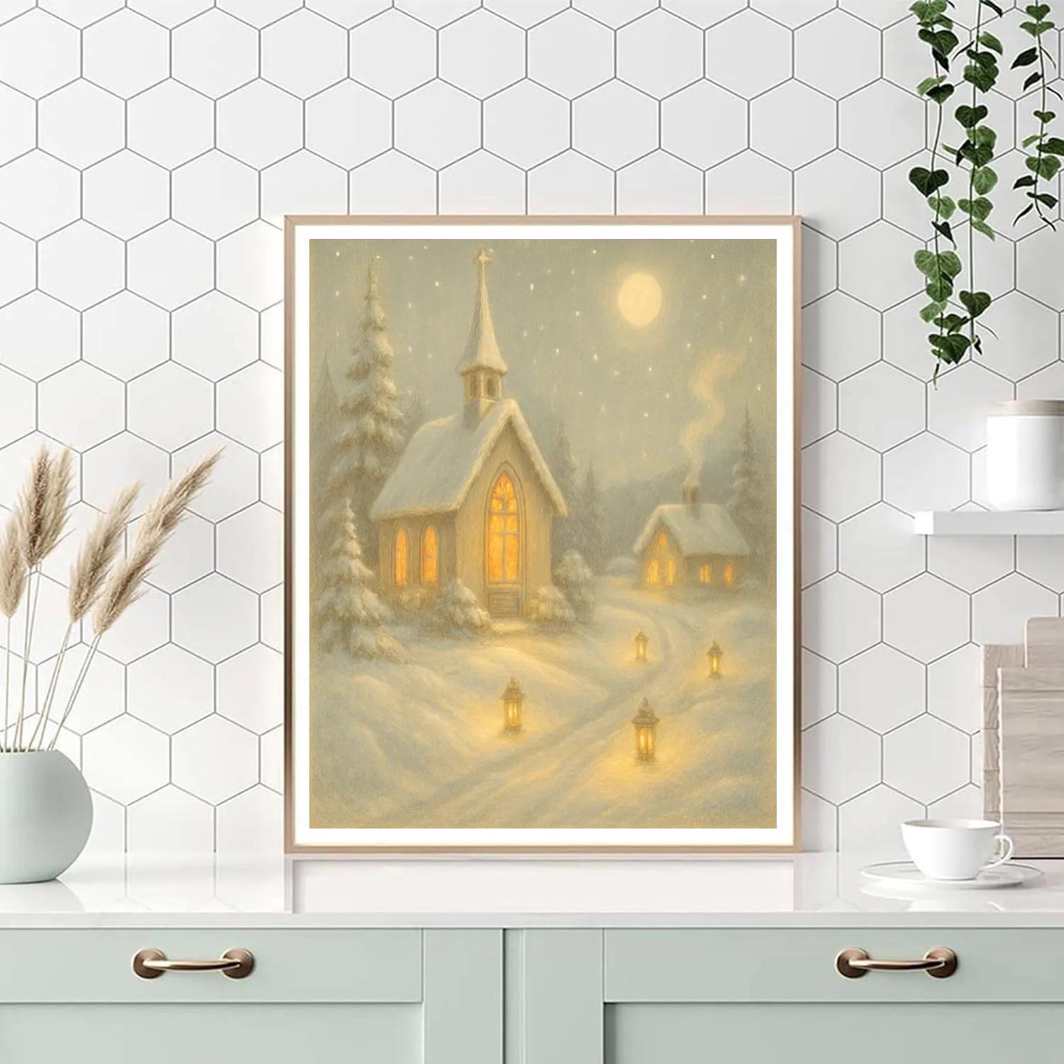 Silent Church On Snowy Hill Paint by numbers kits