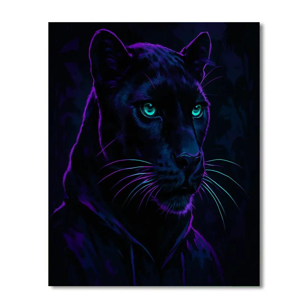 Velvet Panther Neon Number painting