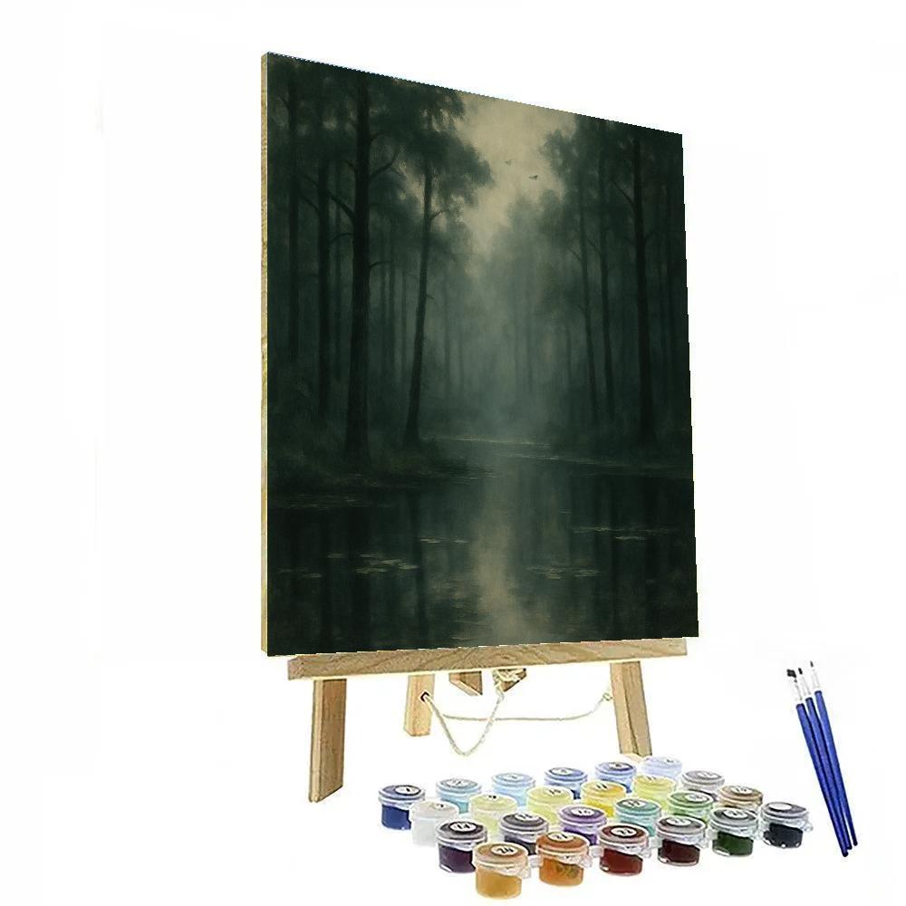 Fog-Draped Forest Mirror Numbered painting kits