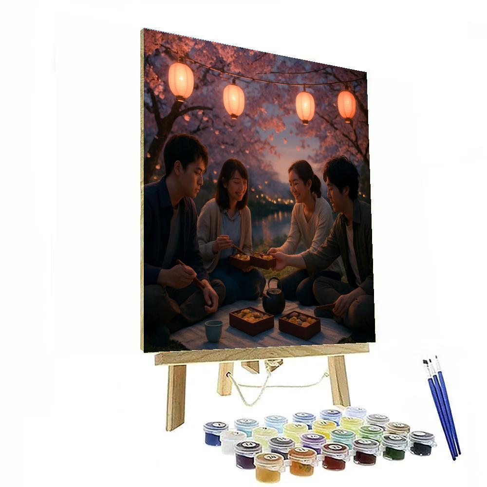 Hanami Evening Picnic painting number kit