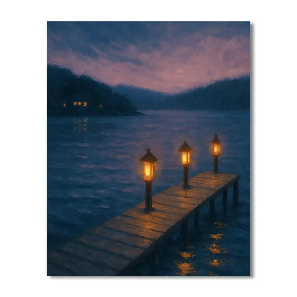 Lantern Light At Dusk Pier Paint by numbers art