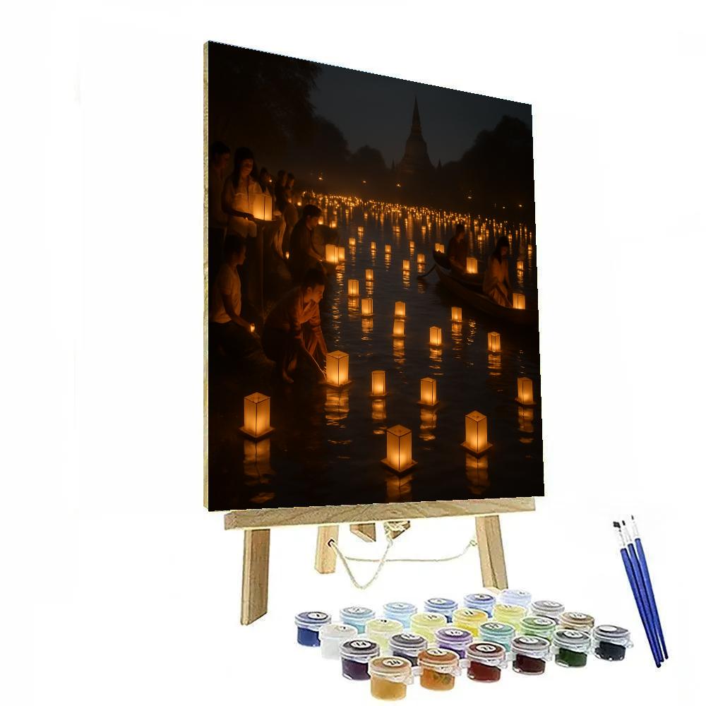 Lantern Festival Riverside Glow Number painting