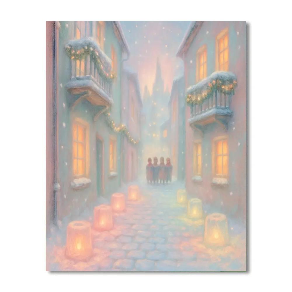 Snow Lantern Alley Painting by numbers kit