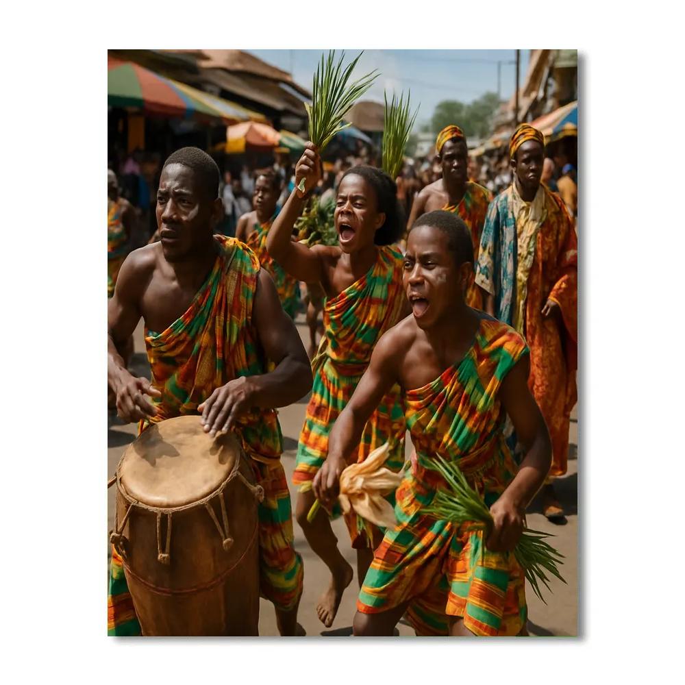 Ghana Homowo Harvest Parade DIY paint by numbers