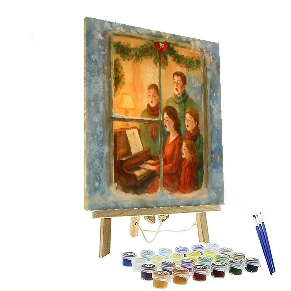 Frosted Window Carol Scene DIY paint by numbers