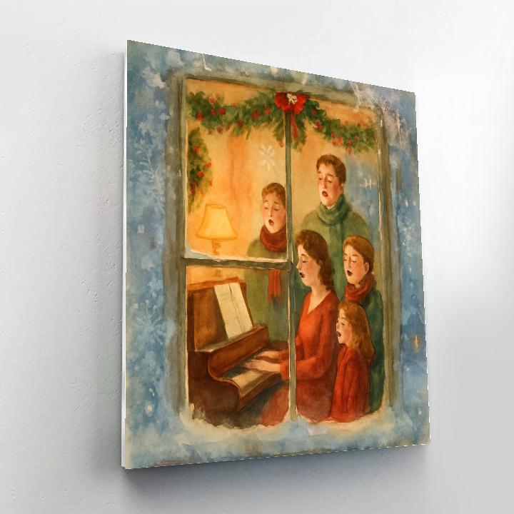 Frosted Window Carol Scene DIY paint by numbers