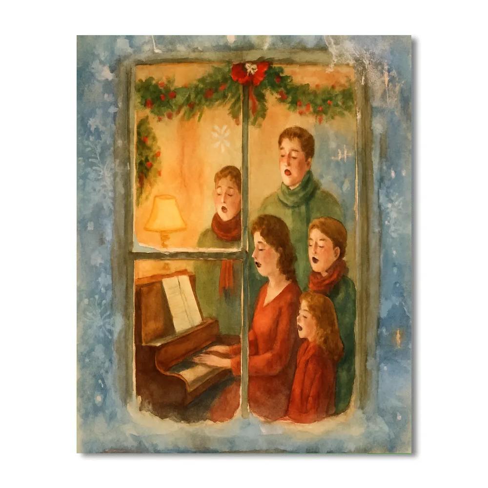 Frosted Window Carol Scene DIY paint by numbers
