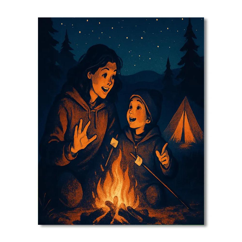 Camping Nightfire Tales DIY paint by numbers