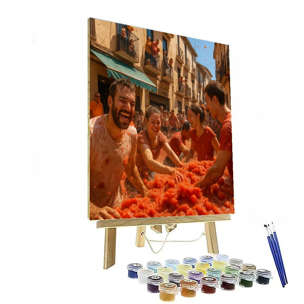 La Tomatina Tomato Toss paint by color