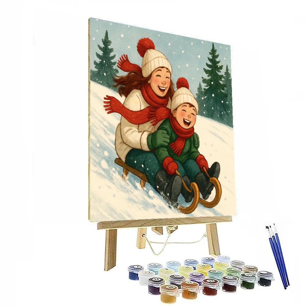Snowy Sled Run Together Numbered painting kits