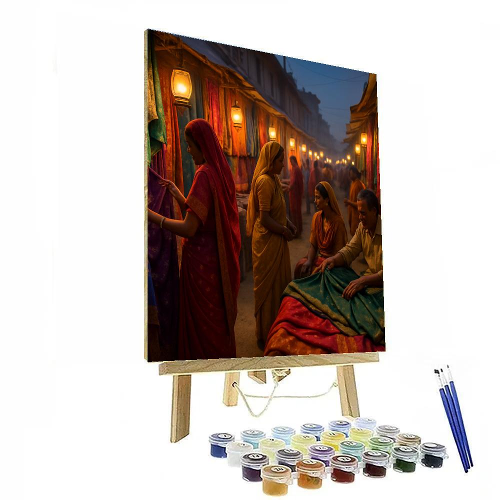Pushkar Evening Sari Market Painting by numbers kit