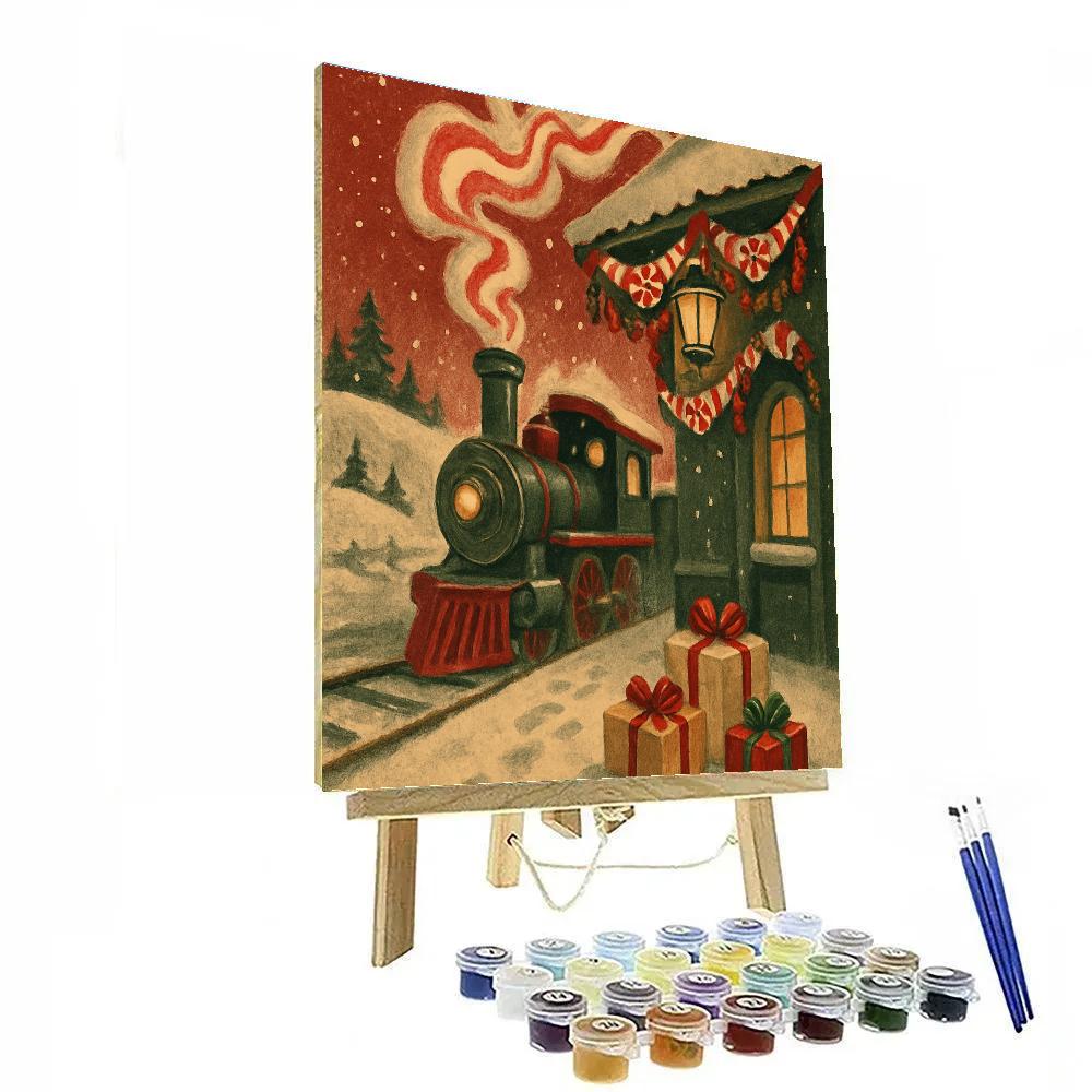 Peppermint Train Station Paint by numbers art