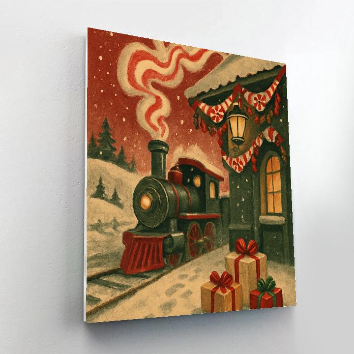 Peppermint Train Station Paint by numbers art