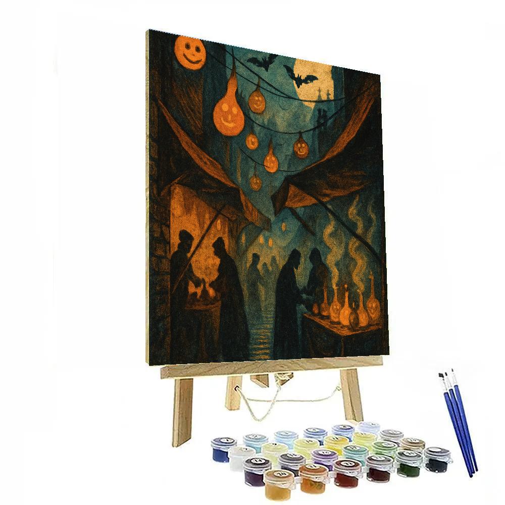 Lantern Bazaar In Misty Alley painting number kit