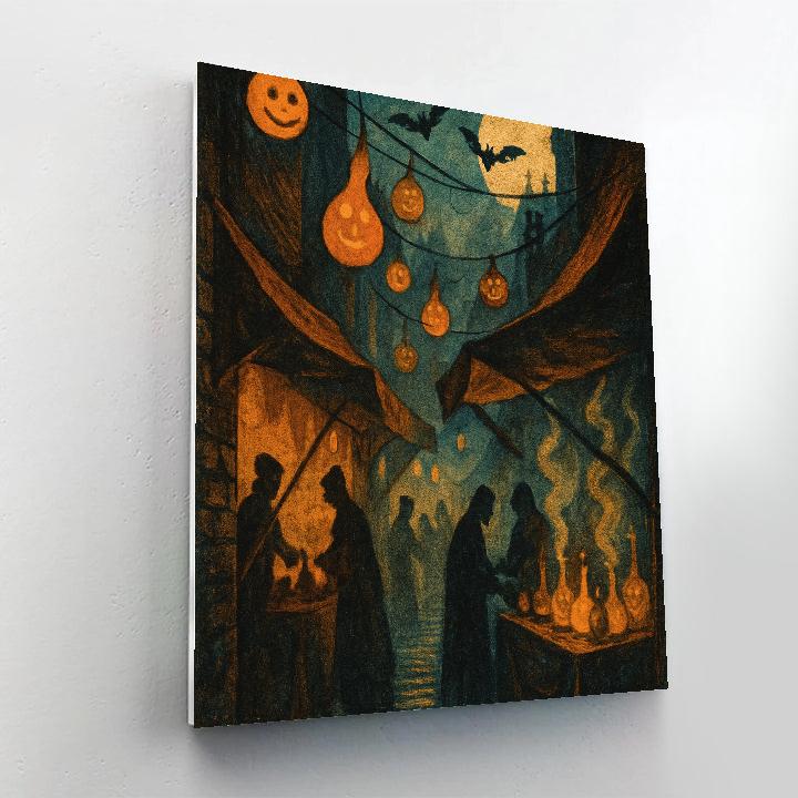 Lantern Bazaar In Misty Alley painting number kit