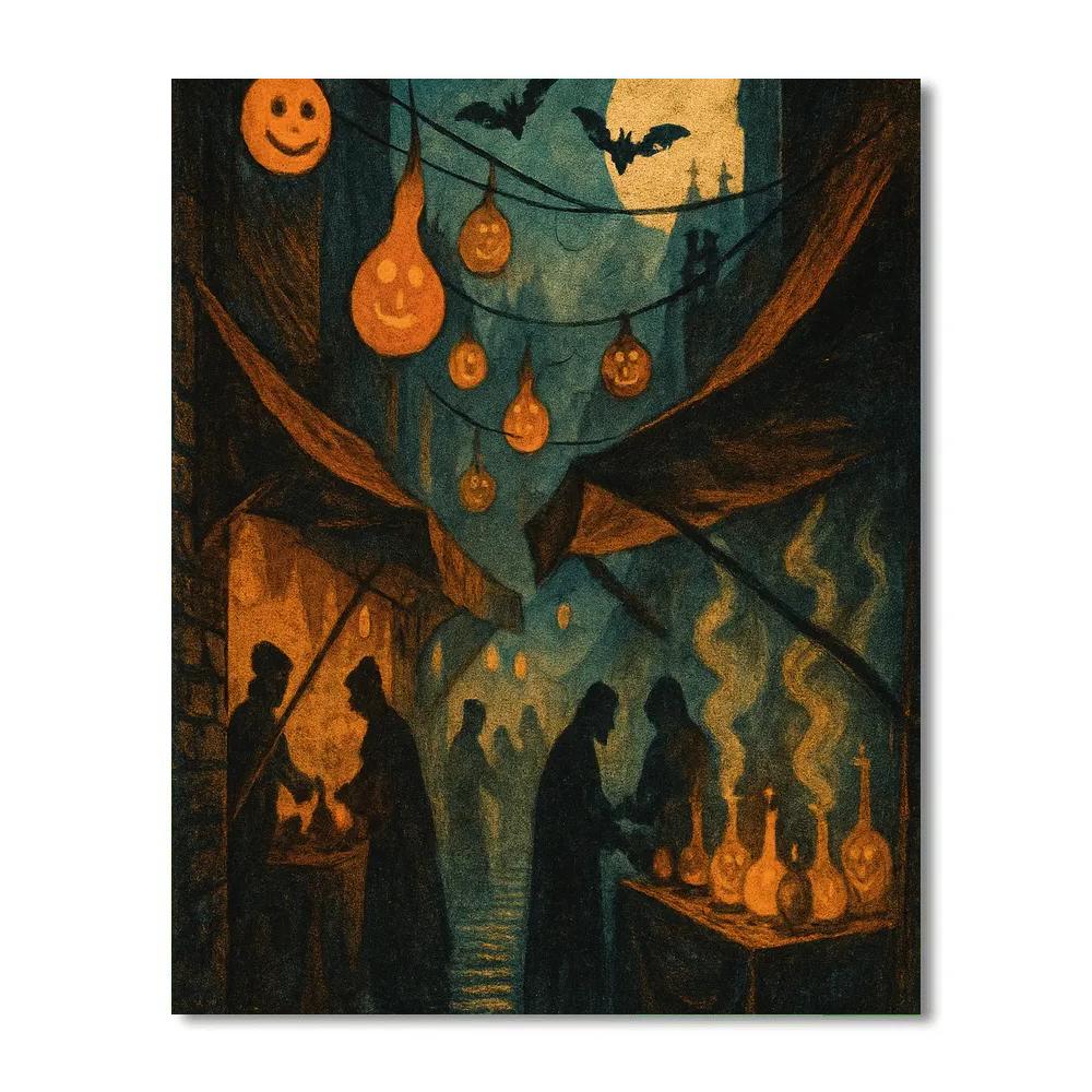 Lantern Bazaar In Misty Alley painting number kit