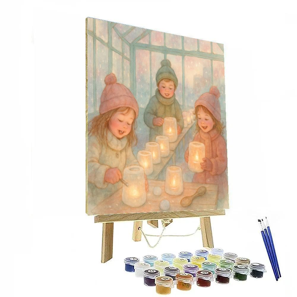 Childrens Snow Lantern Workshop painting number kit