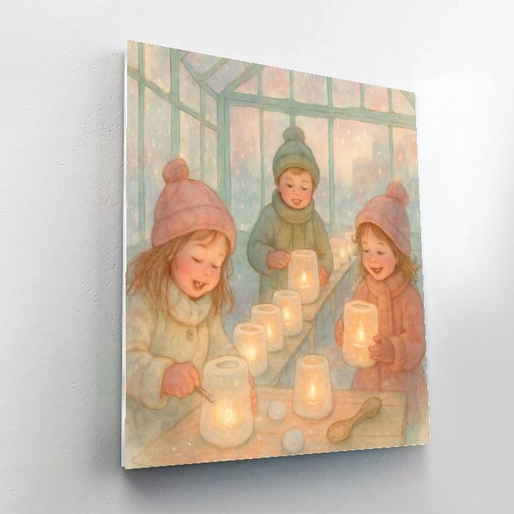 Childrens Snow Lantern Workshop painting number kit