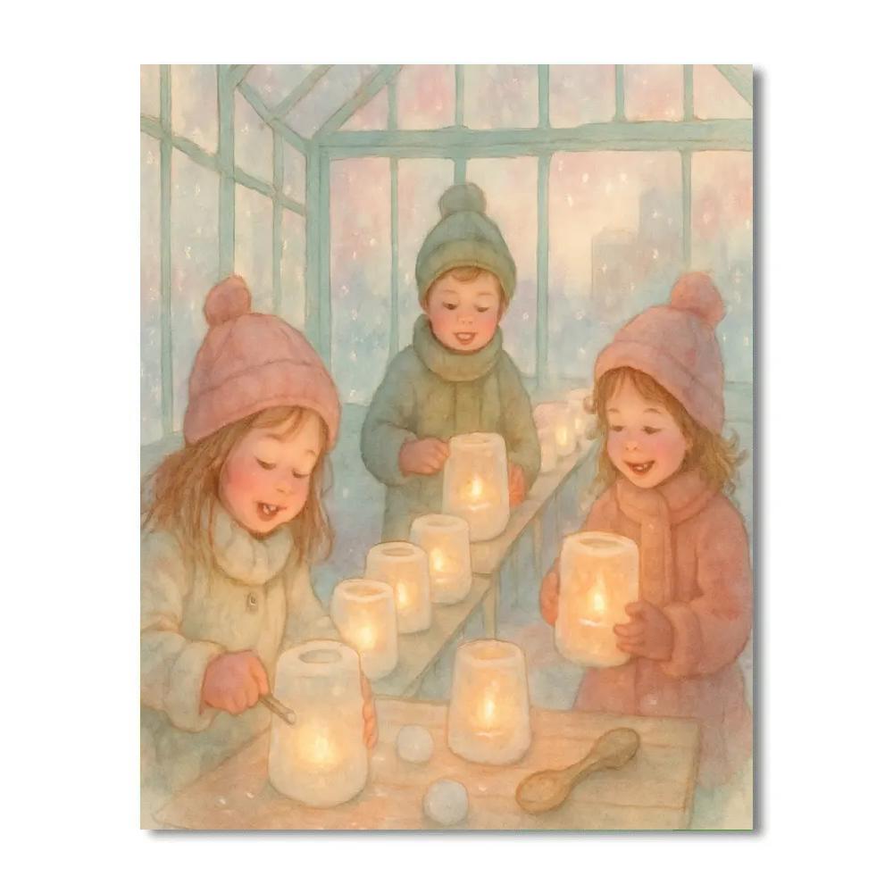 Childrens Snow Lantern Workshop painting number kit
