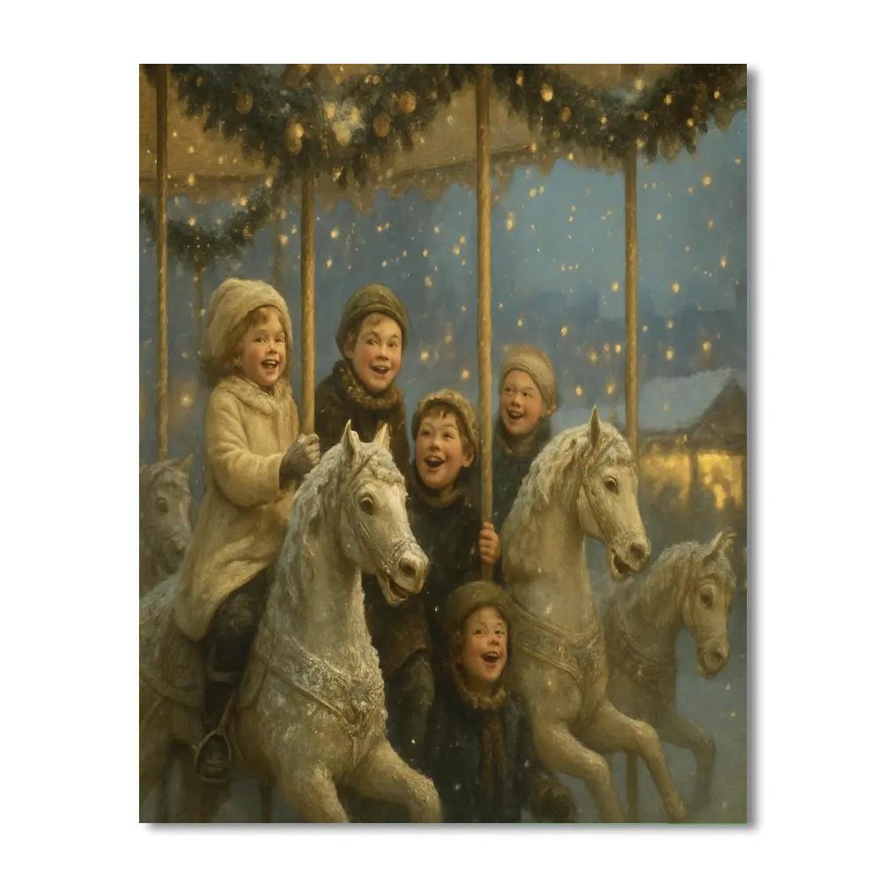 Frost Fair Carousel Horses DIY paint by numbers