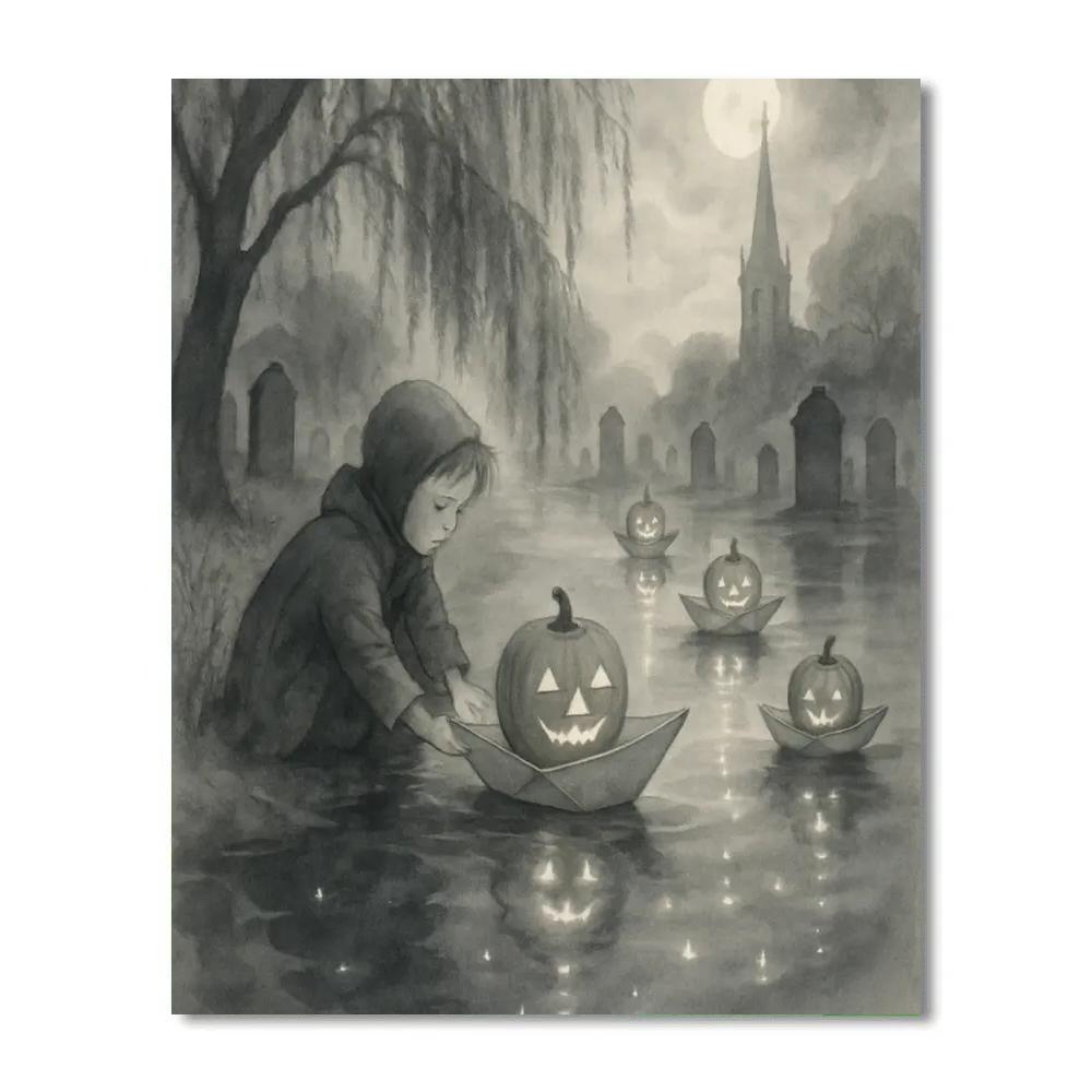 Cemetery Lantern Regatta painting number kit