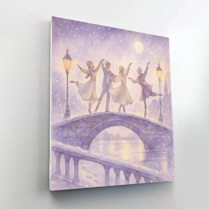 Snowflake Ballet On The Bridge Paint by numbers art