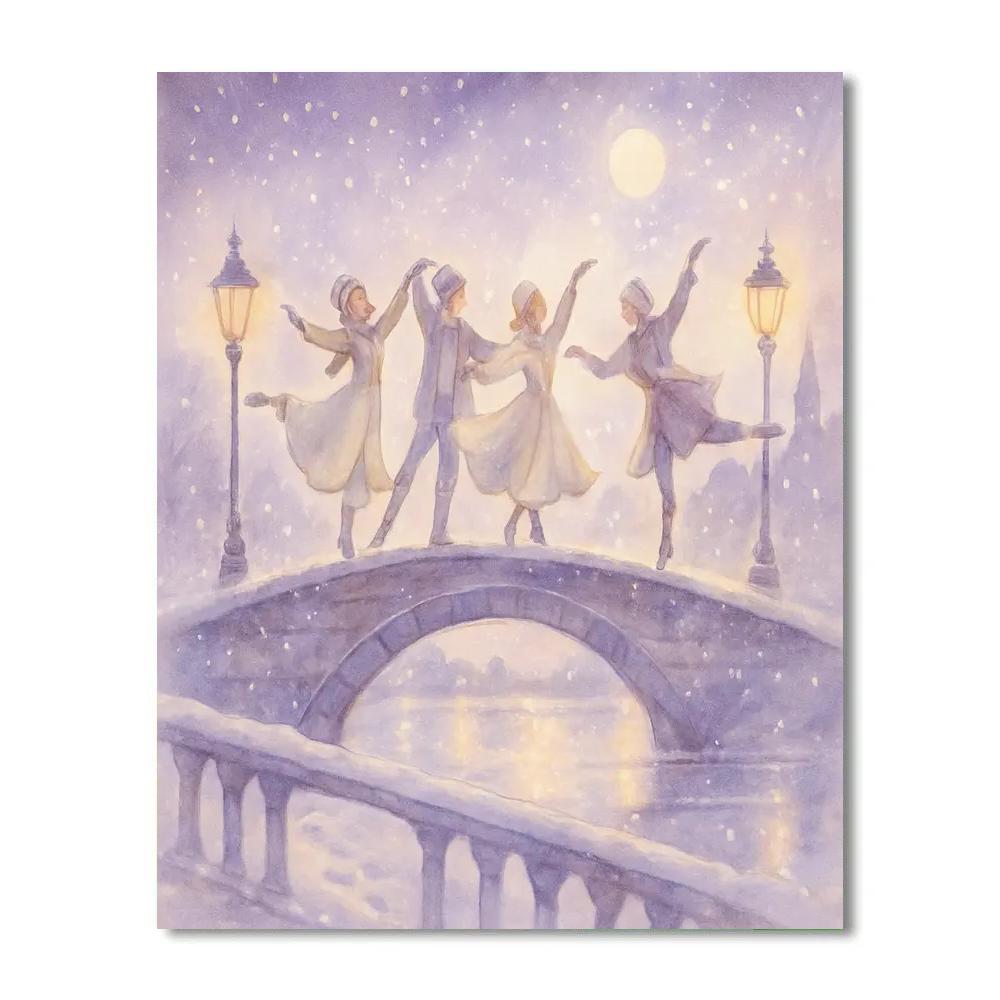 Snowflake Ballet On The Bridge Paint by numbers art
