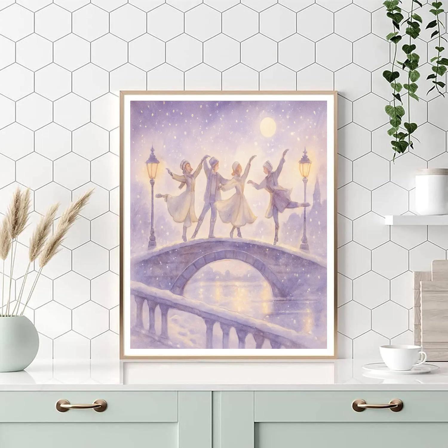 Snowflake Ballet On The Bridge Paint by numbers art