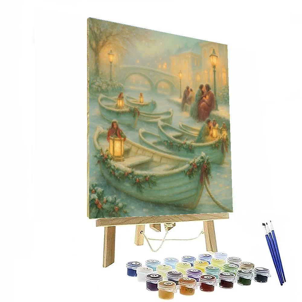 Holly-Decked Canal Rowboats painting number kit
