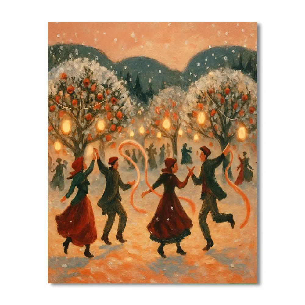 Snowy Orchard Lantern Festival paint by number
