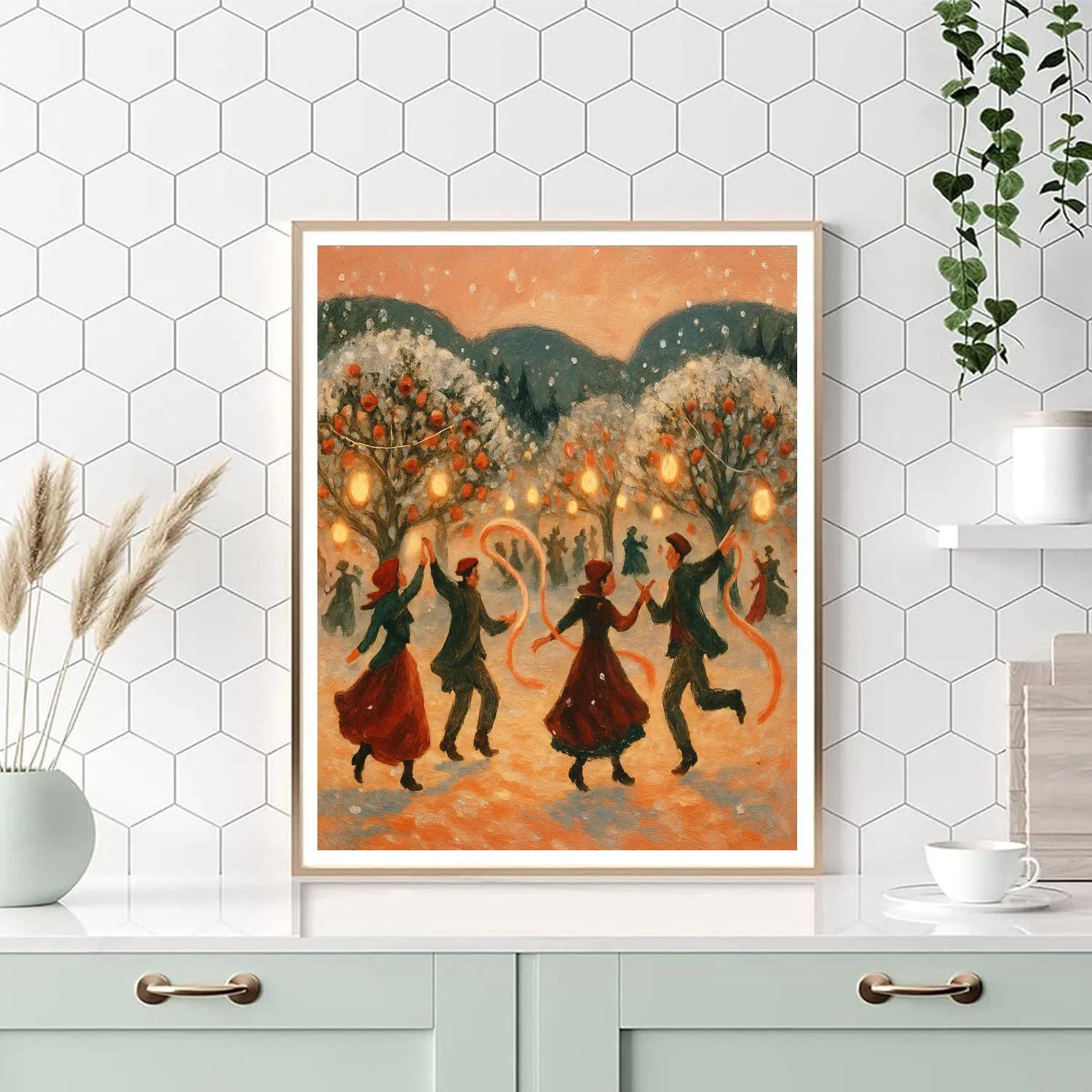 Snowy Orchard Lantern Festival paint by number