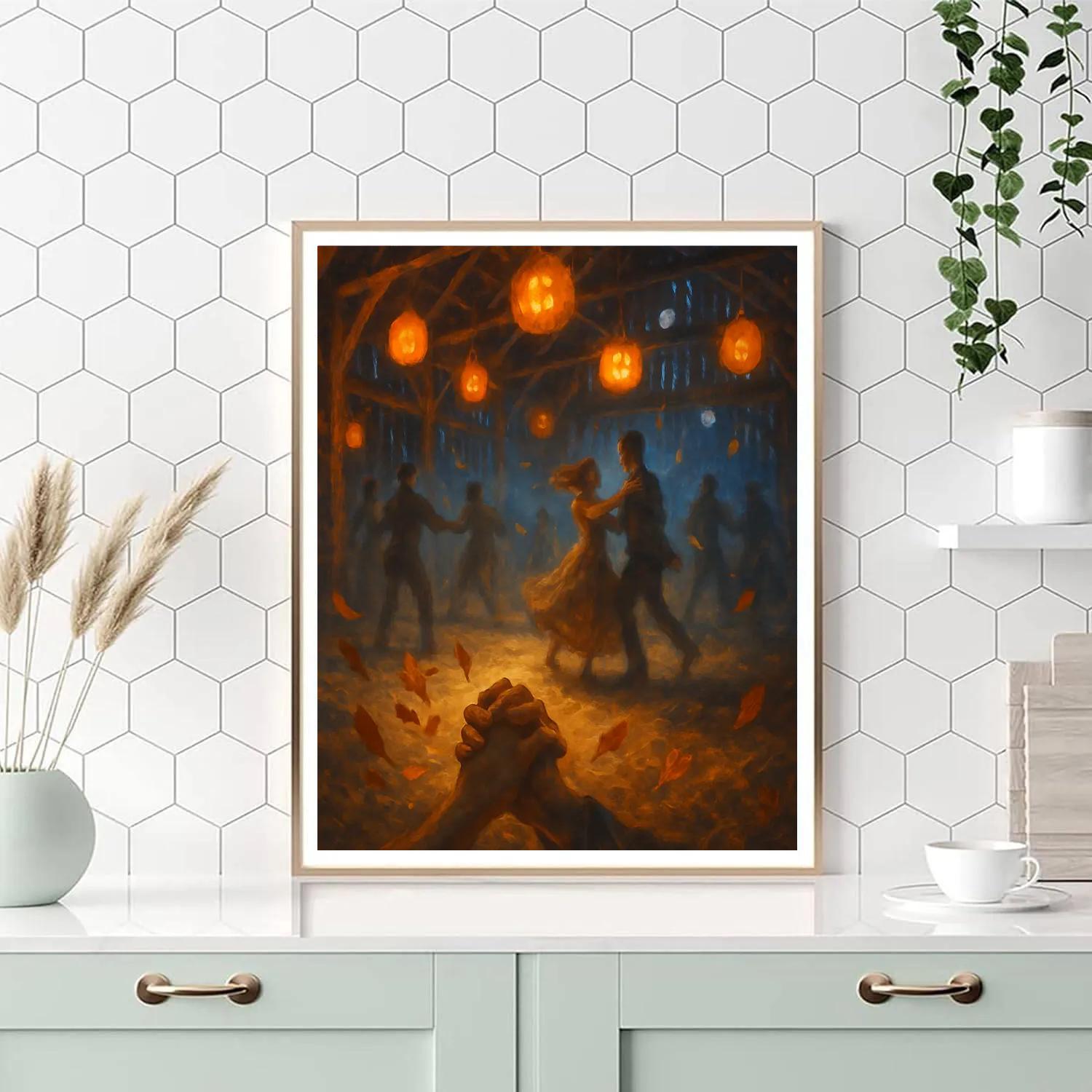 Lantern-Filled Hollow Barn Dance Paint by numbers art