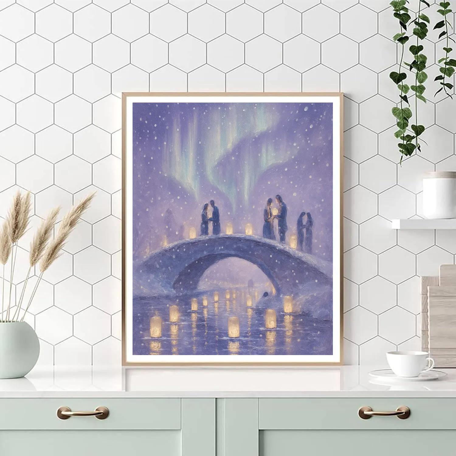 Aurora Tea Lantern Bridge painting number kit