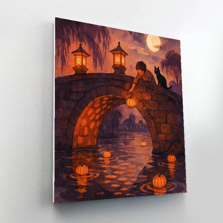 Lantern-Crowned Stone Bridge paint by number