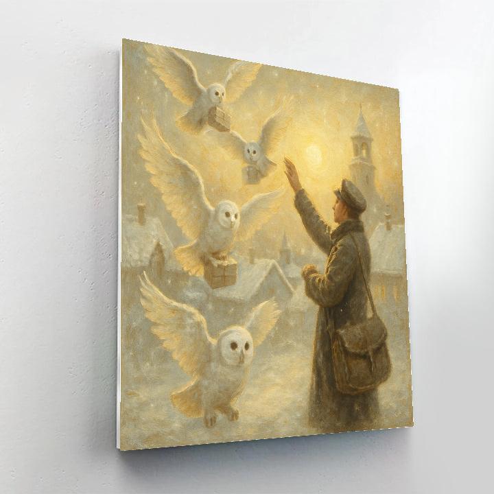 Snow Owl Post At Dawn painting number kit