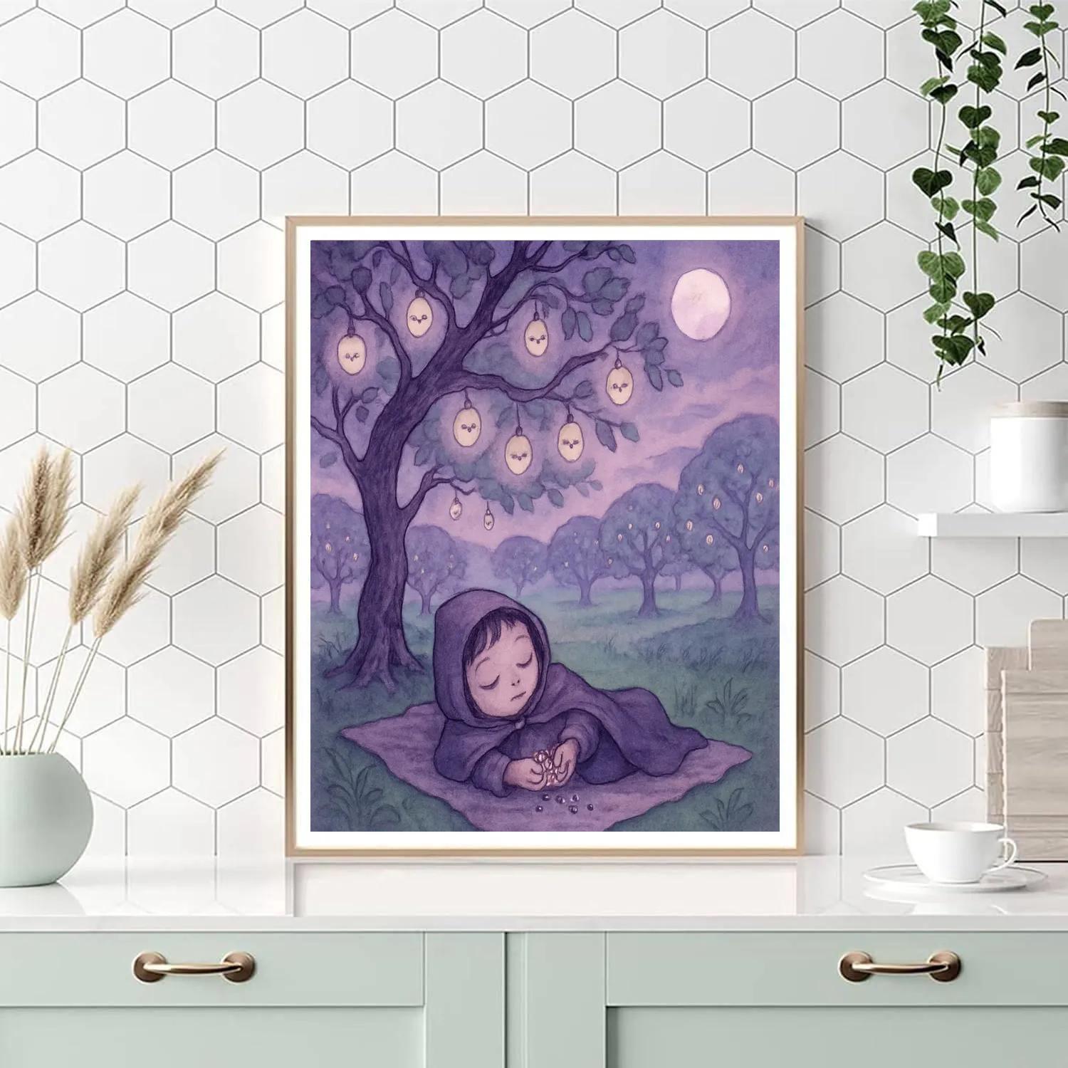 Moonshadow Orchard Lullaby painting number kit