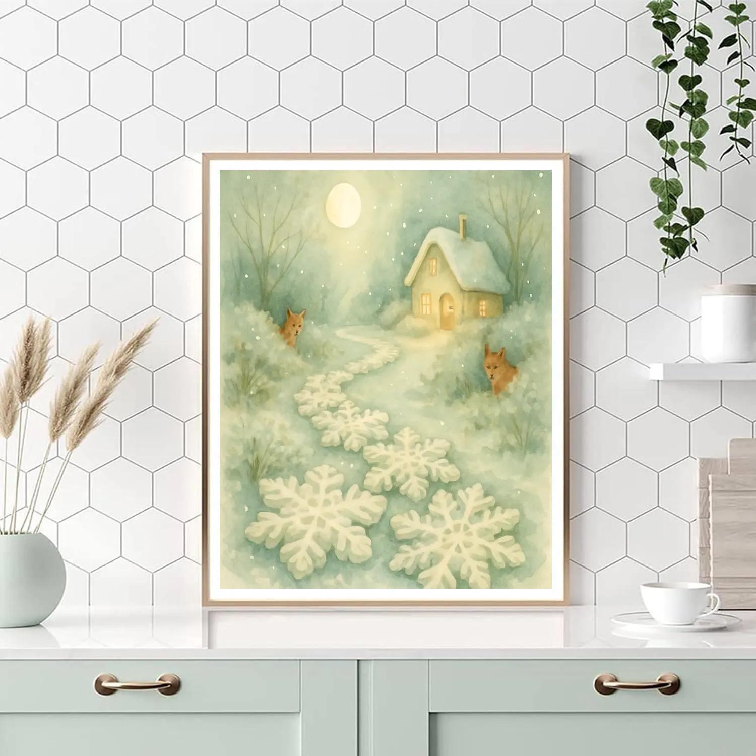 Winding Snowflake Path Number painting