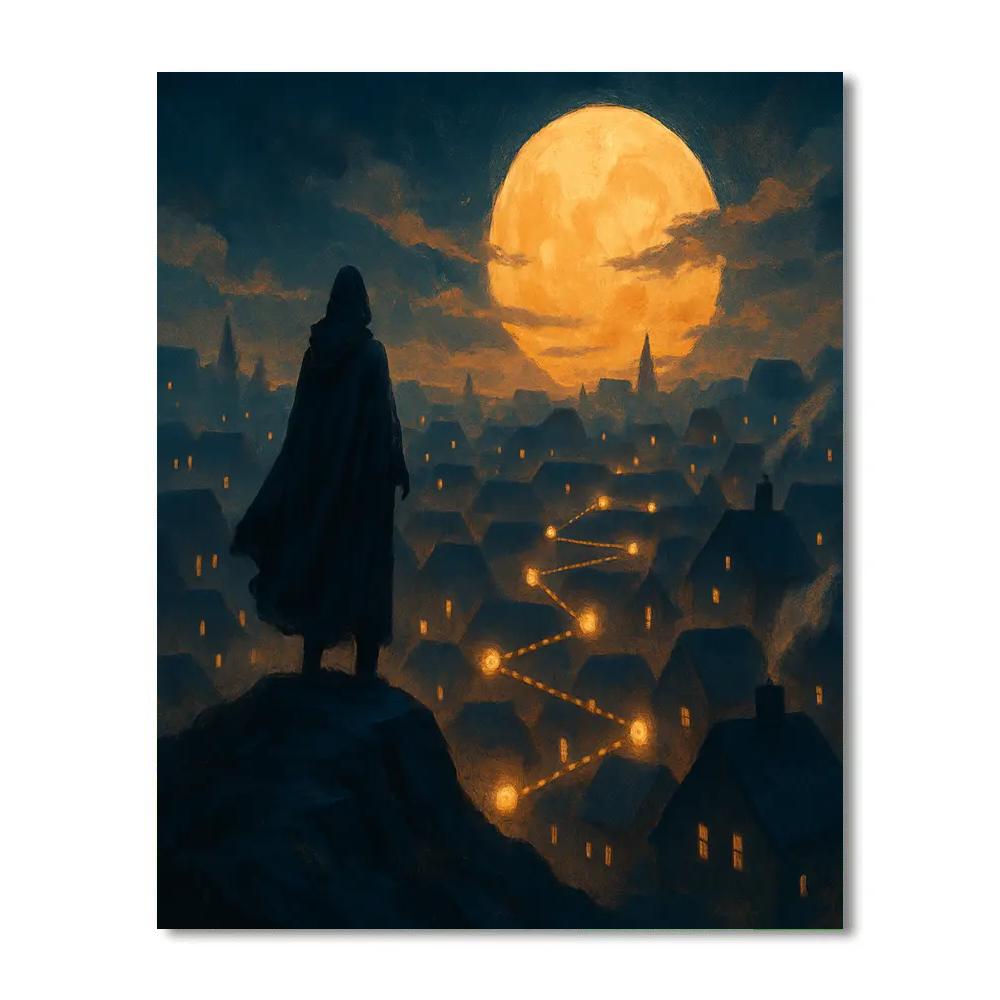 Lantern Summit Over Hollow Town Number painting