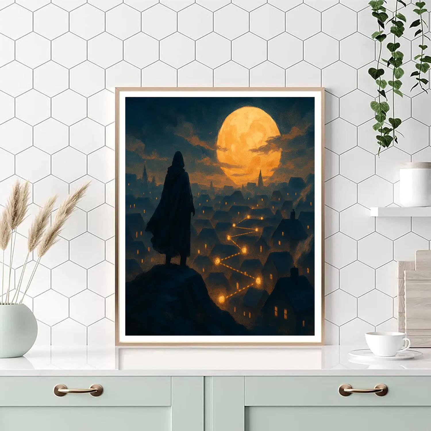 Lantern Summit Over Hollow Town Number painting